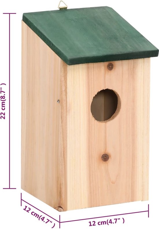 vidaXL-Vogelhuisjes-10-st-12x12x22-cm-massief-vurenhout - vidaXL