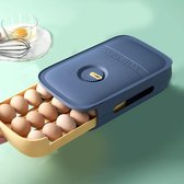Eierbox voor 21 eieren, kunststof opbergdoos, eierhouder voor koelkast, eierdoos, eiermand, eieropbergdoos, keuken, eierhouder, eierdoosje, organizer (blauw)