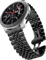 Stalen bandje - RVS - geschikt voor Samsung Galaxy Watch 6 / Watch 6 Classic / Watch 5 / Watch 5 Pro / Watch 4 / Watch 4 Classic / Watch 3 41 mm / Watch 42 mm / Active / Active 2 - zwart