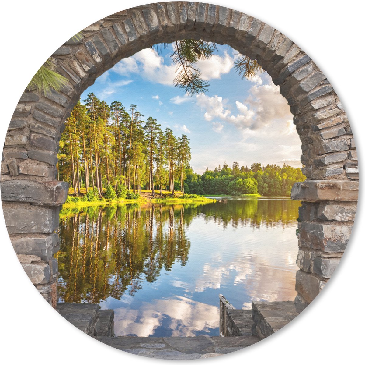 Muismat rond 40x40 cm - Mousepad Landschap - Doorkijk - Water - Ronde muismatten
