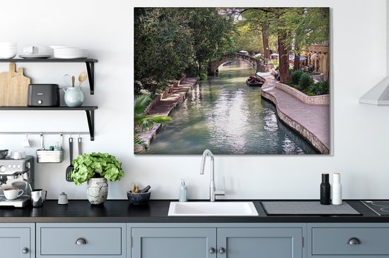 Peintures sur toile Rivière - Ville - Texas - 120x90 cm - Décoration murale