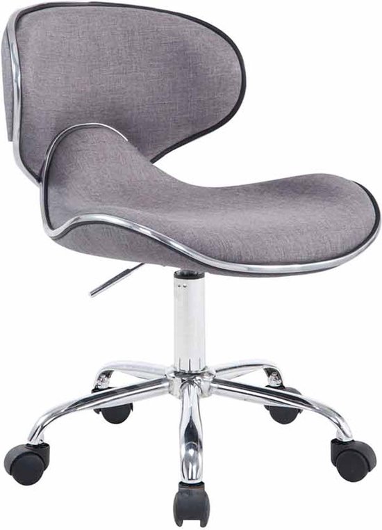 Werkkruk Donato - Lichtgrijs - Op wieltjes - Kunstleer - Ergonomische bureaustoel - Voor volwassenen - In hoogte verstelbaar