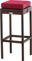 Barkruk Brivu - Rotan - Rood bruin - Barstoelen buiten of keuken - Zonder rugleuning - Set van 1 - Wicker - Ergonomisch - 74cm hoog