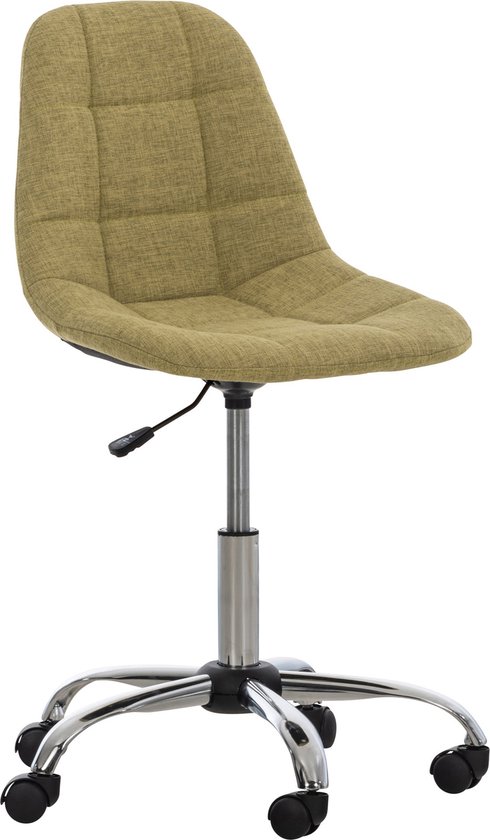 Tabouret Luce - Vert - Pour adultes - Sur roulettes - Tissu - Chaise de bureau ergonomique - Réglable en hauteur
