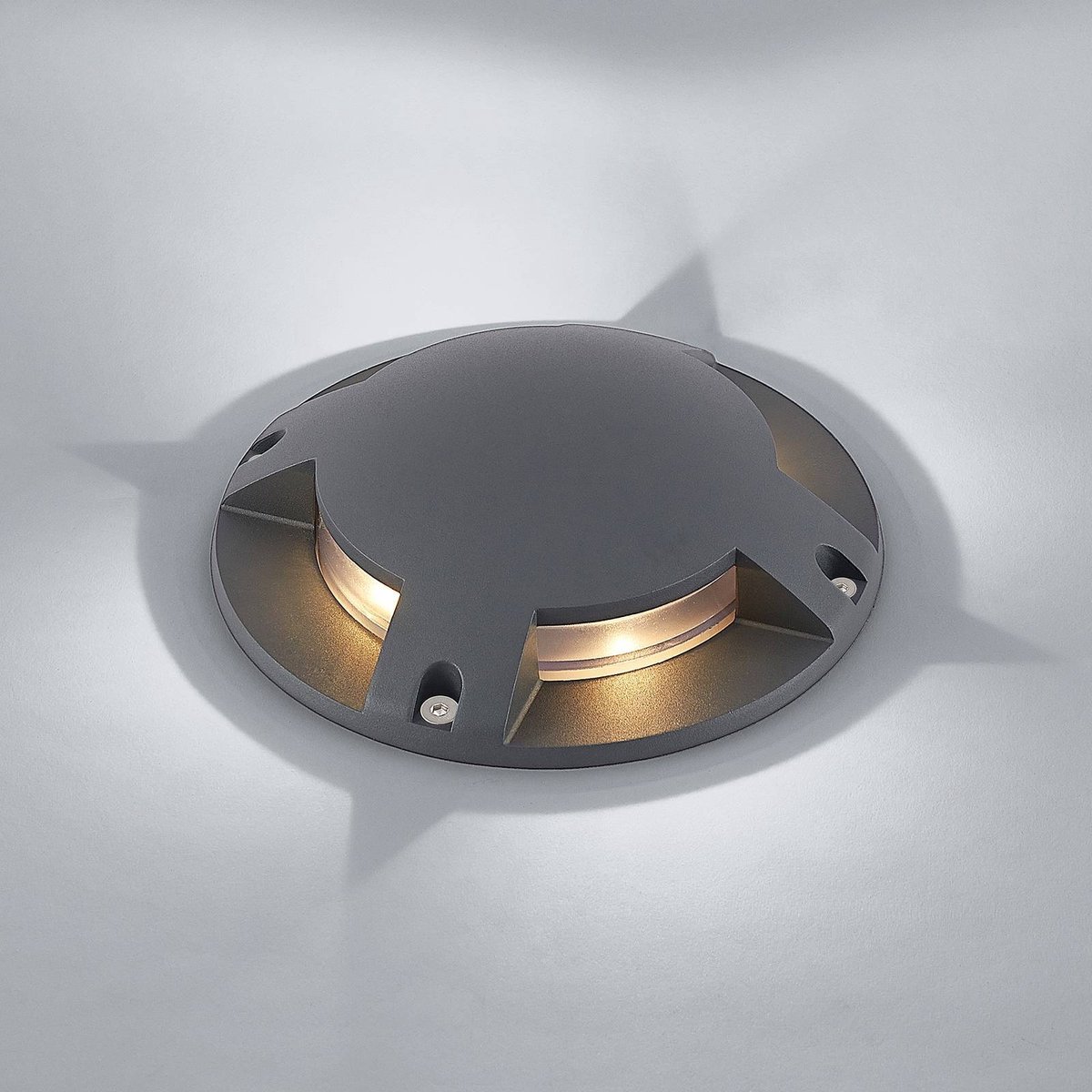 Lindby - LED buitenlamp - 3 lichts - aluminium, kunststof - H: 5.5 cm - donkergrijs - Inclusief lichtbronnen