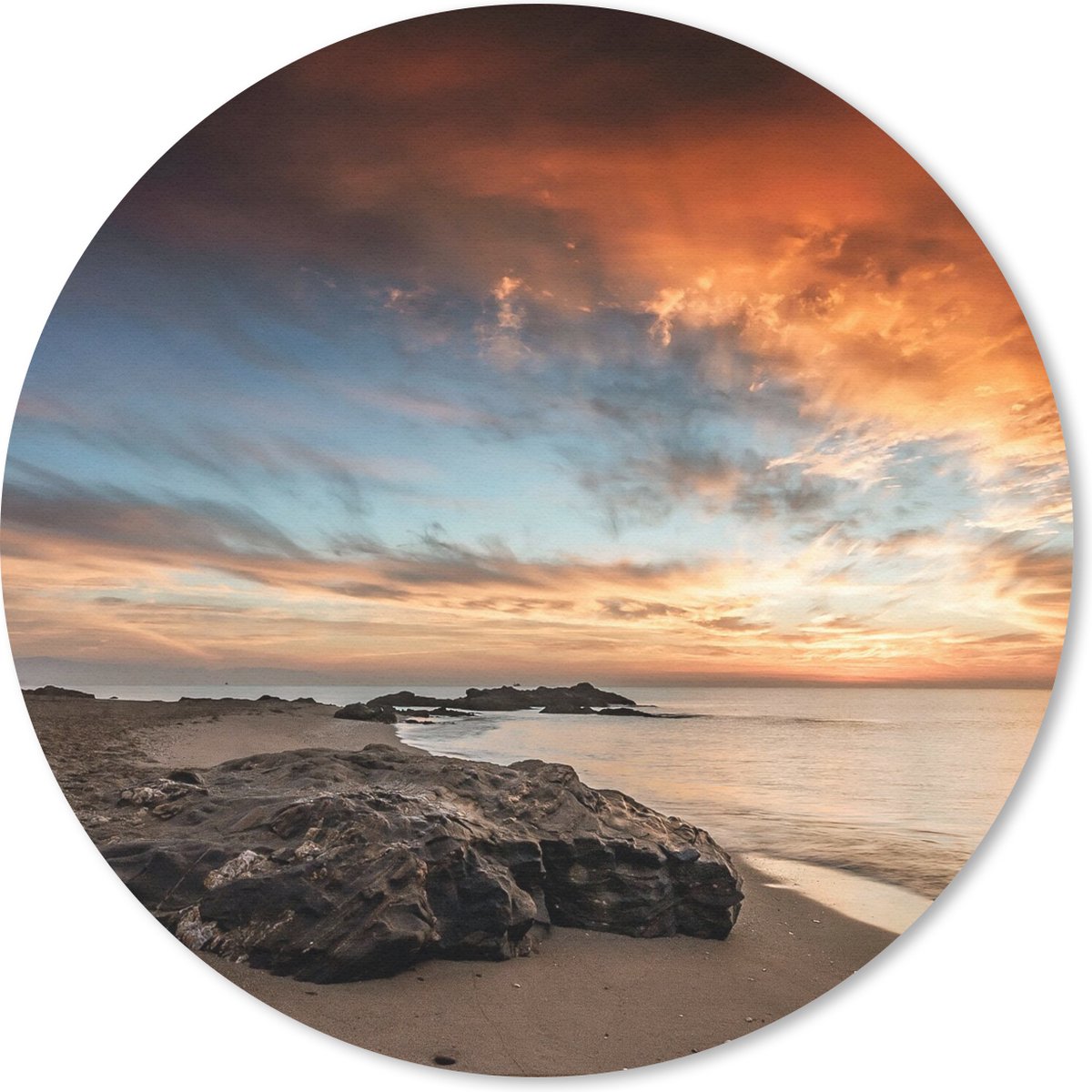 Muismat rond 50x50 cm - Mousepad Strand - Stenen - Avond - Lucht - Natuur - Ronde muismatten