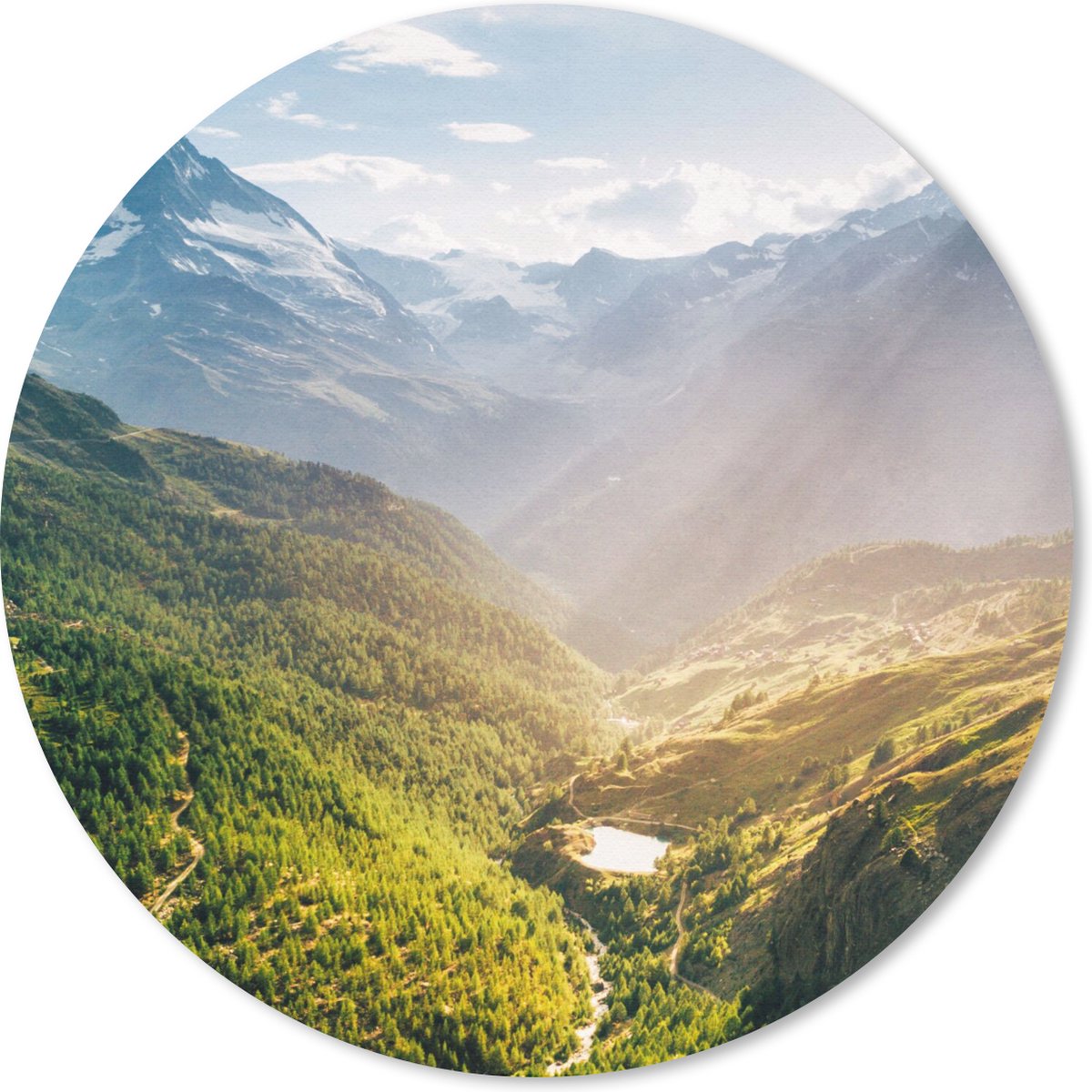 Muismat rond 40x40 cm - Mousepad Bergen - Planten - Landschap - Ronde muismatten