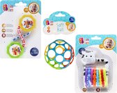 Bam Bam - Babyset, 2x rammelaar + rubberen bal, educatief speelgoed