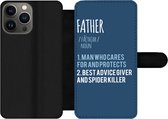 Bookcase Geschikt voor iPhone 13 Pro telefoonhoesje - Quotes - Spreuken - Father - Woordenboek - Papa - Met vakjes - Wallet case met magneetsluiting