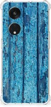 Shockproof Case OPPO Reno8 T 5G Telefoonhoesje met doorzichtige rand Wood Blue