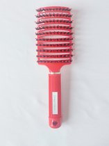DreamGlow Haarborstel Antiklit Rood/Rood | haarborstel | Detangle Brush | kappers borstel| ontwarrend haar| Curved | Rond | haar borstel | varkenshaar | zwijnenhaar |