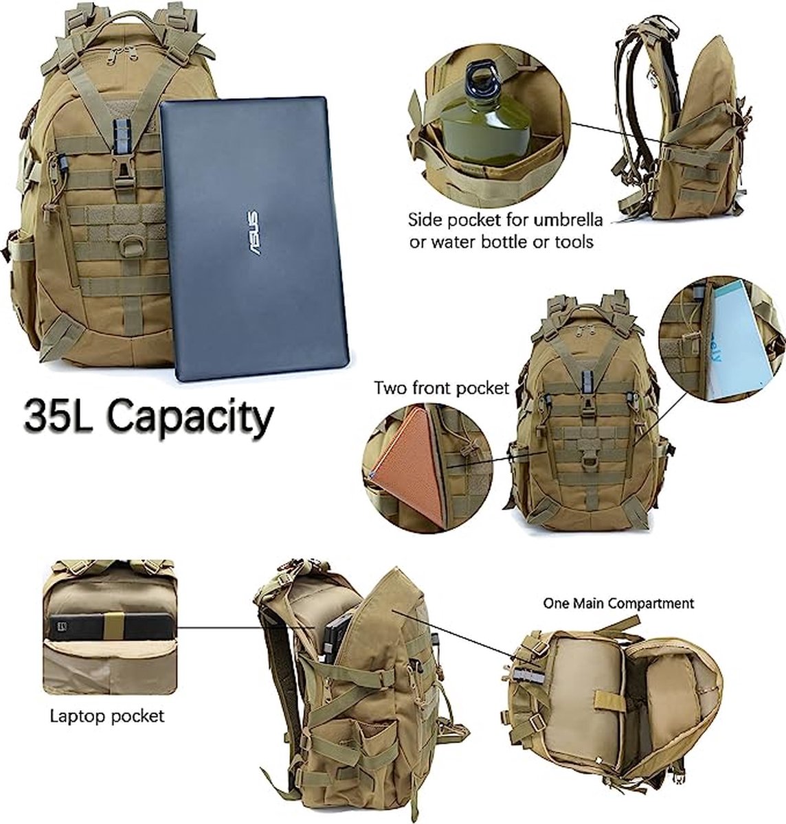 Man Tas 35L Mannen Vrouwen Outdoor Militaire Leger Tactische Rugzak Trekking Sport Reizen Rugzakken Camping Wandelen Vissen Tassen | Klimtassen