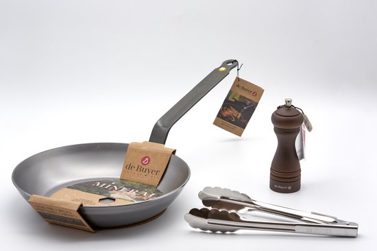 DeBuyer Box Steaklover Steakpan Geschenkset - Pepermolen en Tang - 26CM - PFAS Vrij