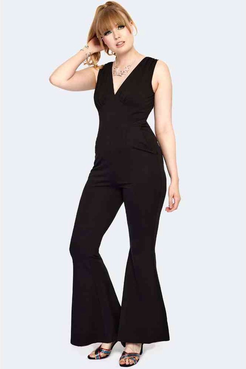 Voodoo Vixen - 60s Flare Jumpsuit - L - Zwart