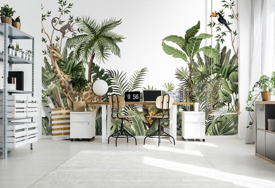 Photo Wallpaper King - Papier peint Papier peint photo - Papier peint Animaux de la jungle - Plantes - Tropical - Botanique - 208 x 146 cm - Papier peint non tissé intissé