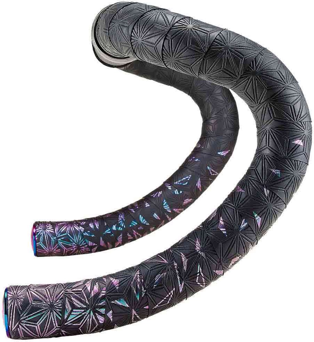 Supacaz - Super Sticky Kush Star Fade Stuurlint Zwart / Oil Slick inclusief Aluminium Oil Slick Stuurplug