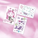 Drie kaarten met Gabby's Poppenhuis thema: Gabby met kat, een kattenfiguur en een zeemeerminkat.