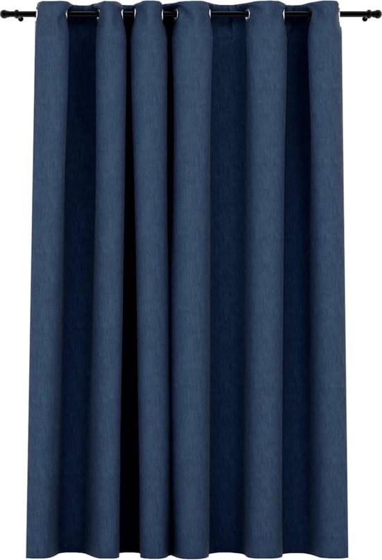 vidaXL-Gordijn-linnen-look-verduisterend-met-ogen-290x245-cm-blauw