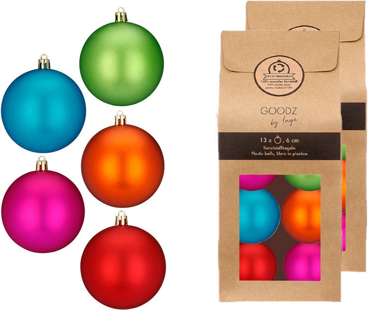 Inge Christmas Goods kerstballen - 26x st - gekleurd - kunststof - 6 cm