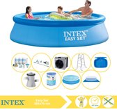 Intex Easy Set Zwembad - Opblaaszwembad - 305x76 cm - Inclusief Solarzeil, Onderhoudspakket, Zwembadpomp, Filter, Grondzeil, Stofzuiger, Trap, Voetenbad en Warmtepomp CP