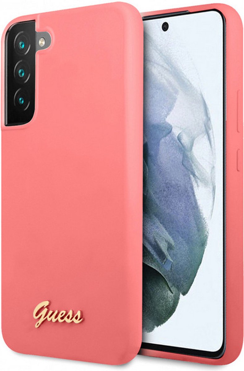 Guess Silicone Retro Back Case - Geschikt voor Samsung Galaxy S22 Plus (S906) - Fuchsia