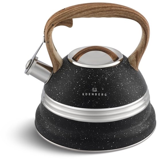 Edënbërg Black Line - Luxe RVS Fluitketel - 3.0 liter - Zwart