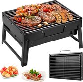 Uten Houtskoolbarbecue - Grilloppervlak (LxB) 35 x 27 cm - Draagbare Smoker Barbecue - Opvouwbare Tafel BBQ - Grill - Zwart