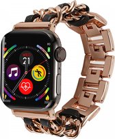 Geschikt voor Apple Watch 1 / 2 / 3 / 4 / 5 / 6 / 7 / 8 / 9 / SE / Ultra 49MM / 45MM / 44MM / 42MM Gevlochten RVS Bandje Roze Zwart