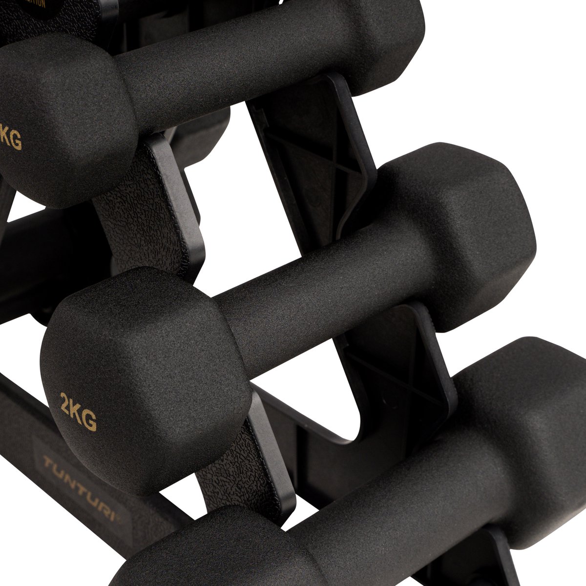 Tunturi Gewichten Centuri - Halterset - Dumbbell Set - Neopreen Dummbbells - 1 t/m 3kg - 3 Paar - Incl. gratis fitness app — afbeelding 4