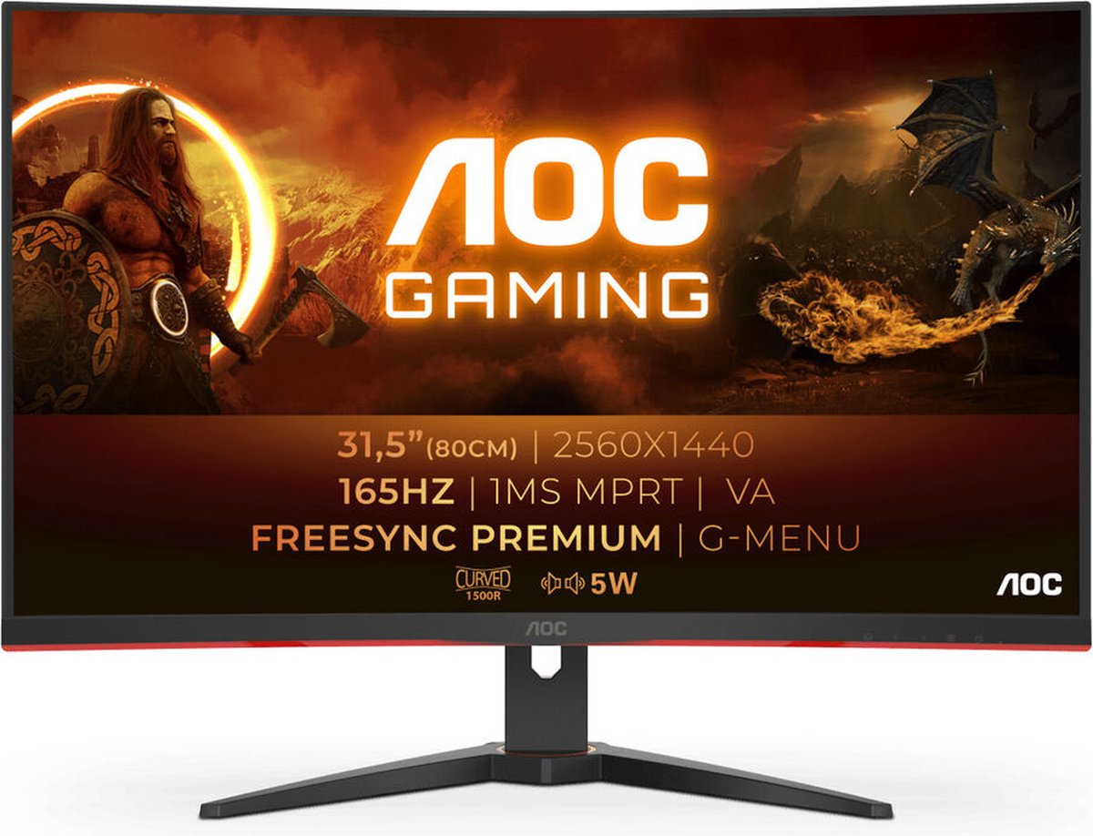 AOC CQ32G2SE - QHD VA Curved 165Hz Gaming Monitor - 32 Inch - AOC