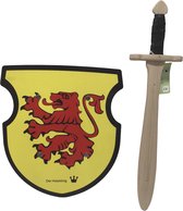 Houten struikrover zwaard en Schild leeuw kinderzwaard ridderzwaard ridderschild ridder