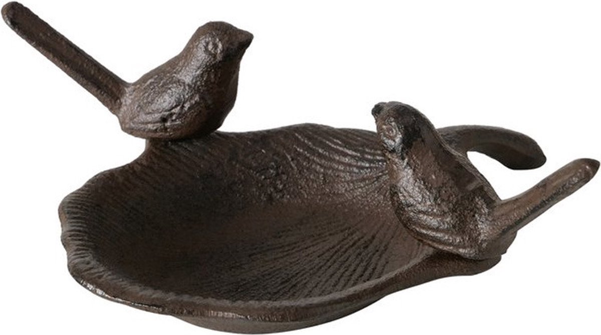 Boltze Vogelbad/voederschaal - bruin - ijzer - D18 x H6 cm - drinkschaal voor tuinvogels