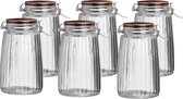 Urban Living Pot de stockage/pot de conservation - 6x - 1,8L - verre - avec fermeture à clip - couvercle en cuivre