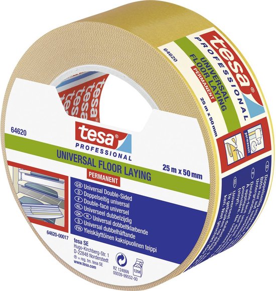 Tesa 64620 Filmtape - Dubbelzijdig - Transparant - 50mm x 25m - Tesa