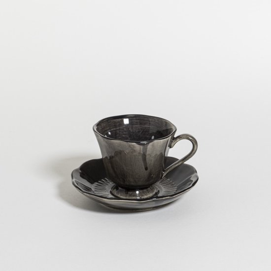 The Table attic - tasse et soucoupe - Ø 9 - 130 ml - fait main - noir