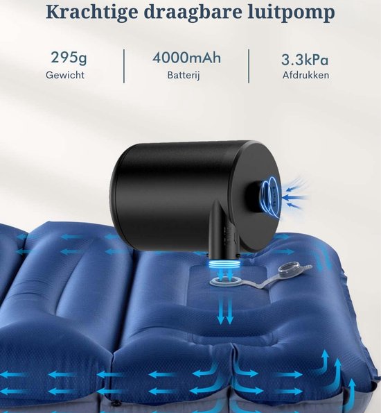 Elektrische Luchtpomp - draagbare accupomp, kleine elektrische compressor, elektrische pomp, mini USB elektrische luchtpomp met 4000 mAh oplaadbaar, voor zwembad, camping, luchtmatras, zwemring, opblaasbare boot — afbeelding 4