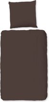 Luxe katoen/satijn dekbedovertrek uni bruin - 140x200/220 (eenpersoons) - prachtige kleur - subtiele glans - chique uitstraling - heerlijk zacht en soepel - hoogwaardige kwaliteit - huidvriendelijk en duurzaam - optimale slaapcomfort
