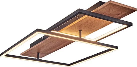 Plafonnier LED carré rectangulaire, plafonnier dimmable en métal / bois en  noir /... | bol