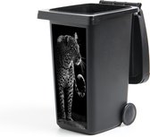 Container sticker Wilde dieren - Luipaard - Natuur - Zwart - Wit - 38x80 cm - Kliko sticker