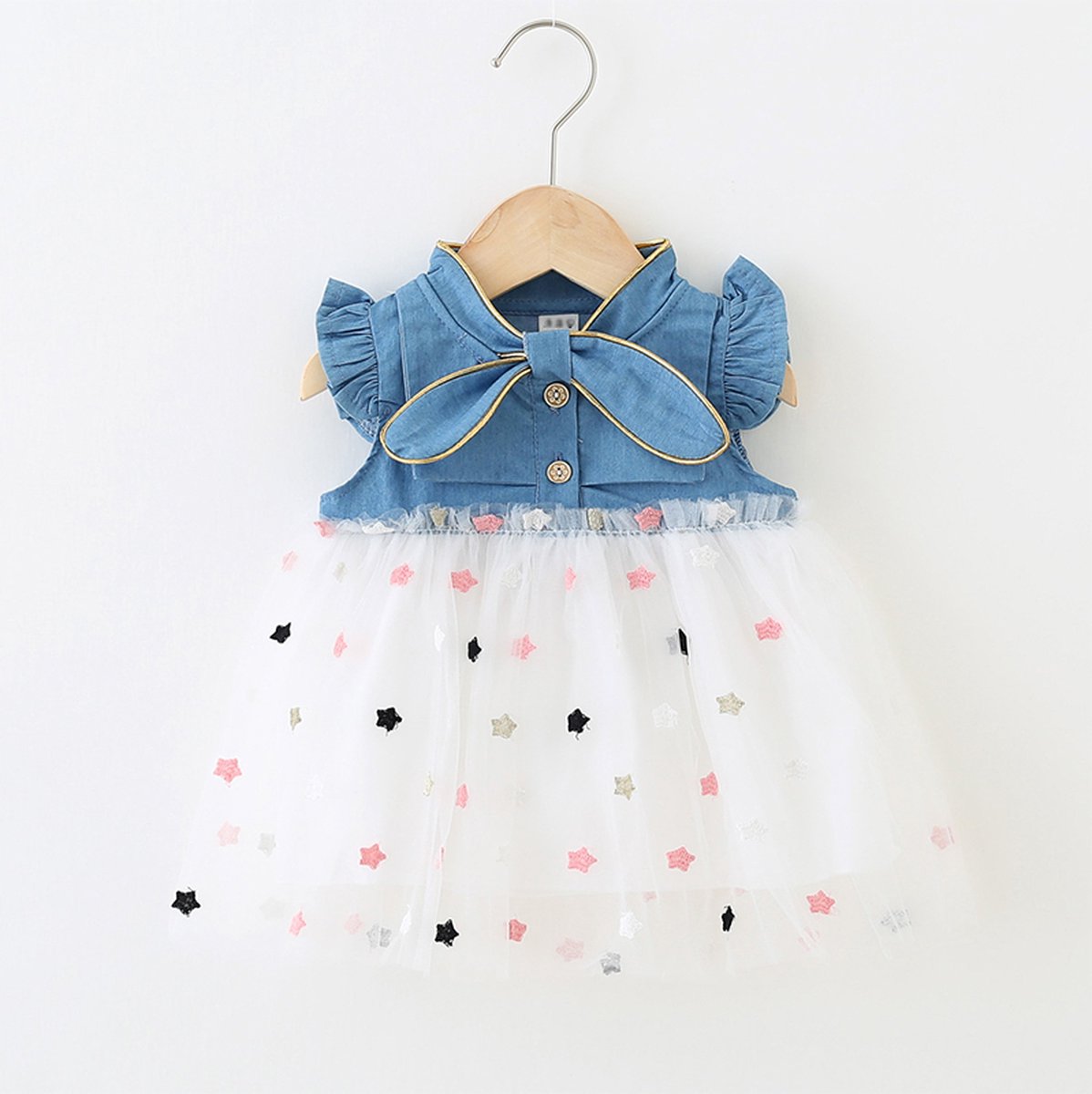 Baby Garden baby zomerjurk denim look wit maat 80