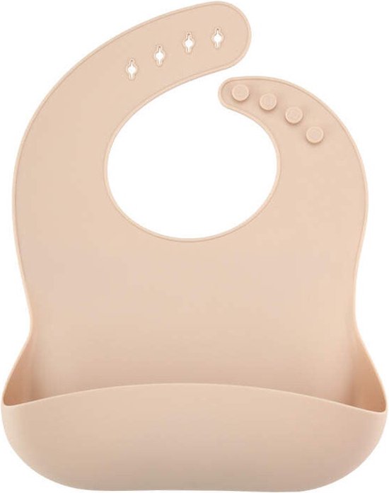 3 Stuks - Siliconen Slabbetjes met Opvangbak - Regenboogjes Taupe Beige van Ninnilou — afbeelding 4