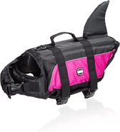 Dog Life Jacket, Adjustable Dog Life Jacket with Rescue Handle and Reflective, Dog Life Jacket with Good Buoyancy, for Swimming, Boating and Canoeing, Pink (XL)