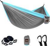 Campinghangmat, dubbele of enkele parachutehangmat met twee boombanden, lichtgewicht draagbare hangmat voor kamperen, wandelen, backpacken