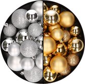 Decoris kerstballen 60x st - goud/zilver - 4-5-6 cm - kunststof - kerstversiering