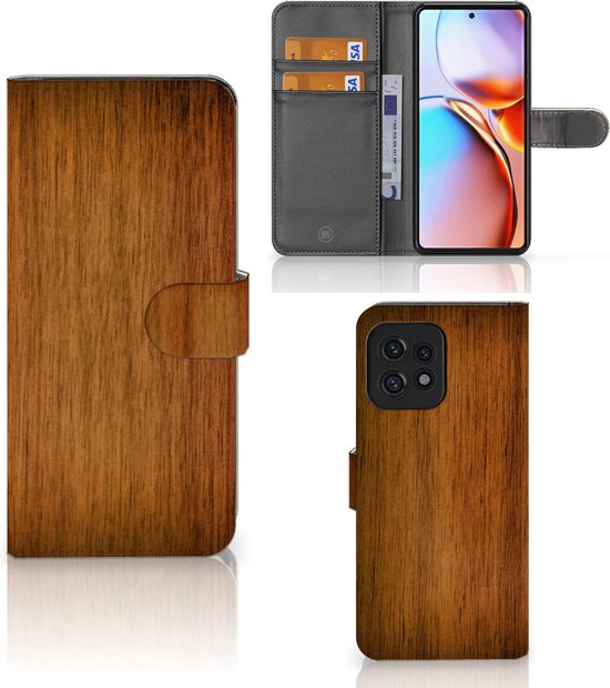 Portefeuille Motorola Edge 40 Pro Flip Housse Étui Bois Sombre