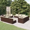 vidaXL - 12-delige - Loungeset - met - kussens - poly - rattan - bruin