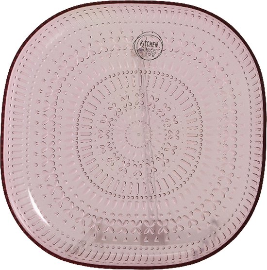 Decoris camping serviesset - 8-delig - roze - kunststof - 4 personen — afbeelding 4