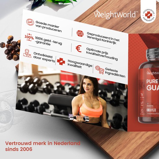 WeightWorld Guarana capsules - 4800 mg - 180 vegan capsules voor 3 maanden - Rijk aan cafeïne - Weight World