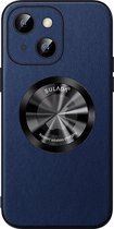 Sulada Soft case Microfiber leer en shockproof en lensbeschermer met magnetische ring voor de iPhone 14 Plus Blauw