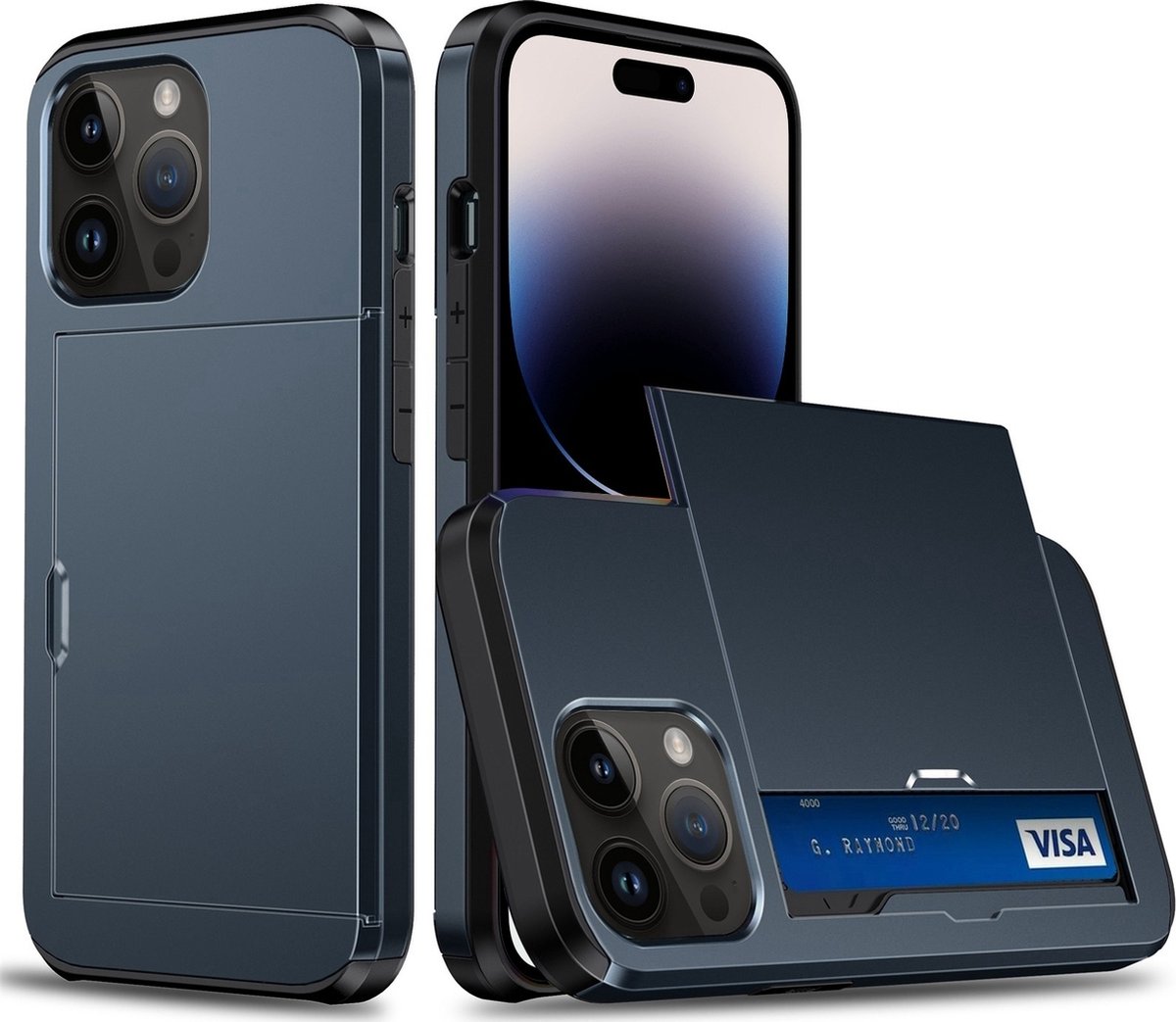 Mobigear Hoesje geschikt voor Apple iPhone 15 Pro Telefoonhoesje met Kaarthouder Hardcase | Mobigear Card Backcover Shockproof met Pasjeshouder | Kaarthouder voor 2 Pasjes | Hoesje voor Pinpas / OV Kaart / Rijbewijs | Schokbestendig iPhone 15 Pro